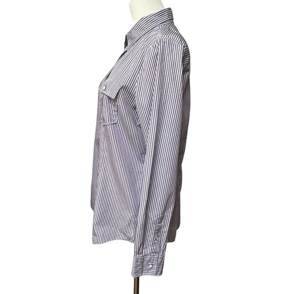 {Brooks Brothers} Long Sleeve Cotton Purple Stripe Button Down Shirt Top Blouse - Picture 3 of 7